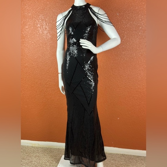 MISS ORD Cold Shoulder Beads Chain Cocktail Dress Size Small.  D46 - Picture 14 of 17